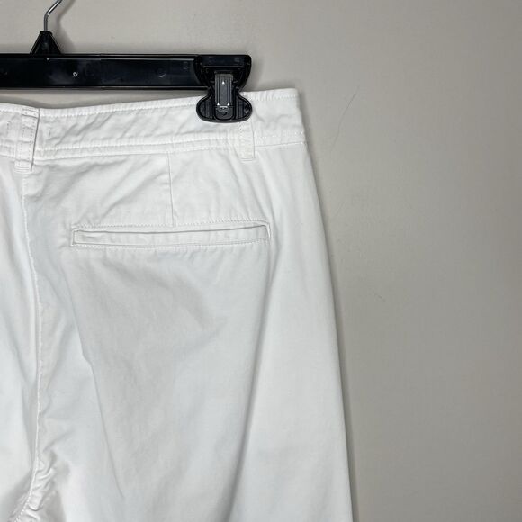 J.CREW Pleated Pants Women 10 Button Front Wide Leg Chino Cotton White BZ697 - Picture 7 of 13